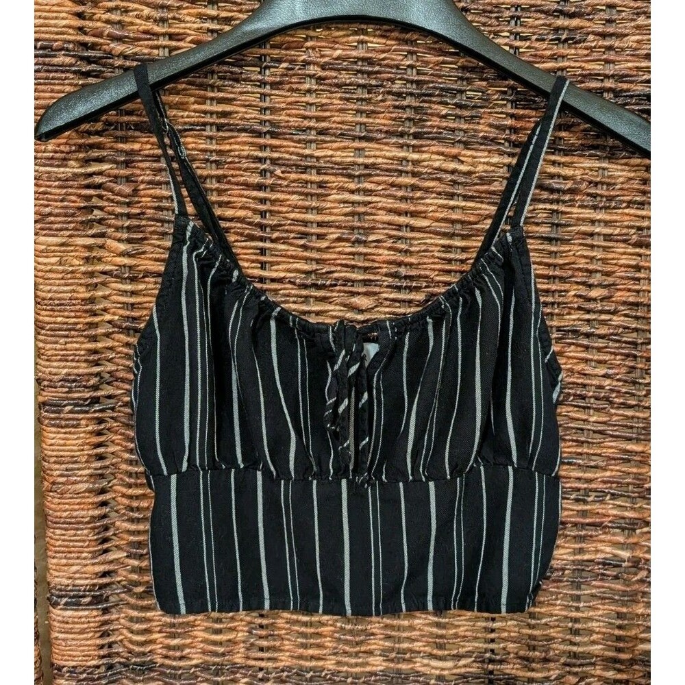 Hollister Y2K Babydoll Top Whimsigoth Smocked Tie Striped Crop Camisole Grunge